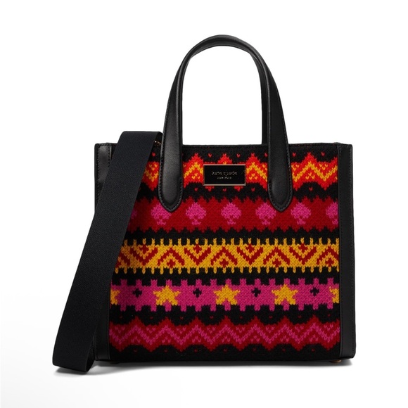 NWT Kate Spade New York Manhattan Carnival Fair Isle Sweater Knit Small Tote - Picture 1 of 4